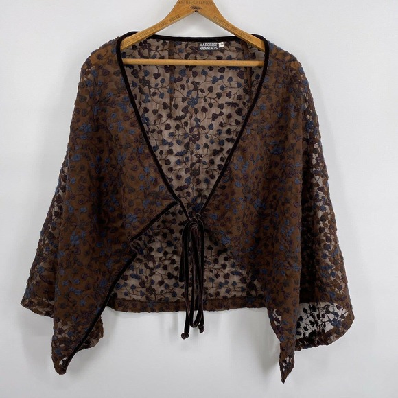 Margriet Nannings Accessories - Margriet Nannings Floral velvet burnout Sheer cape